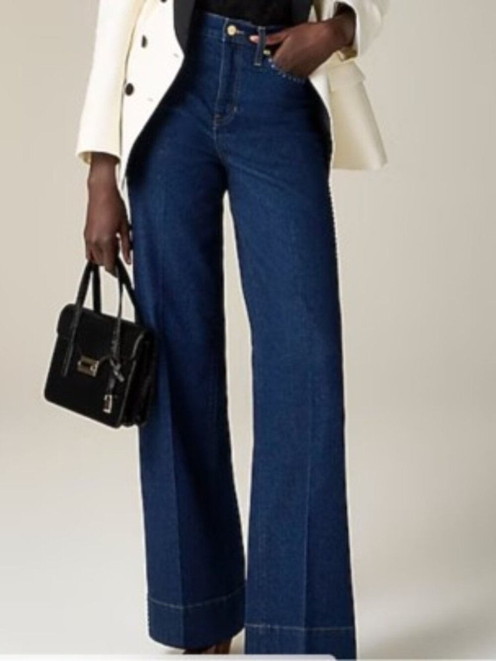 J.Crew '96 Denim Trouser Size 27 NWT Rhinestone Wide Leg High Rise Embellished